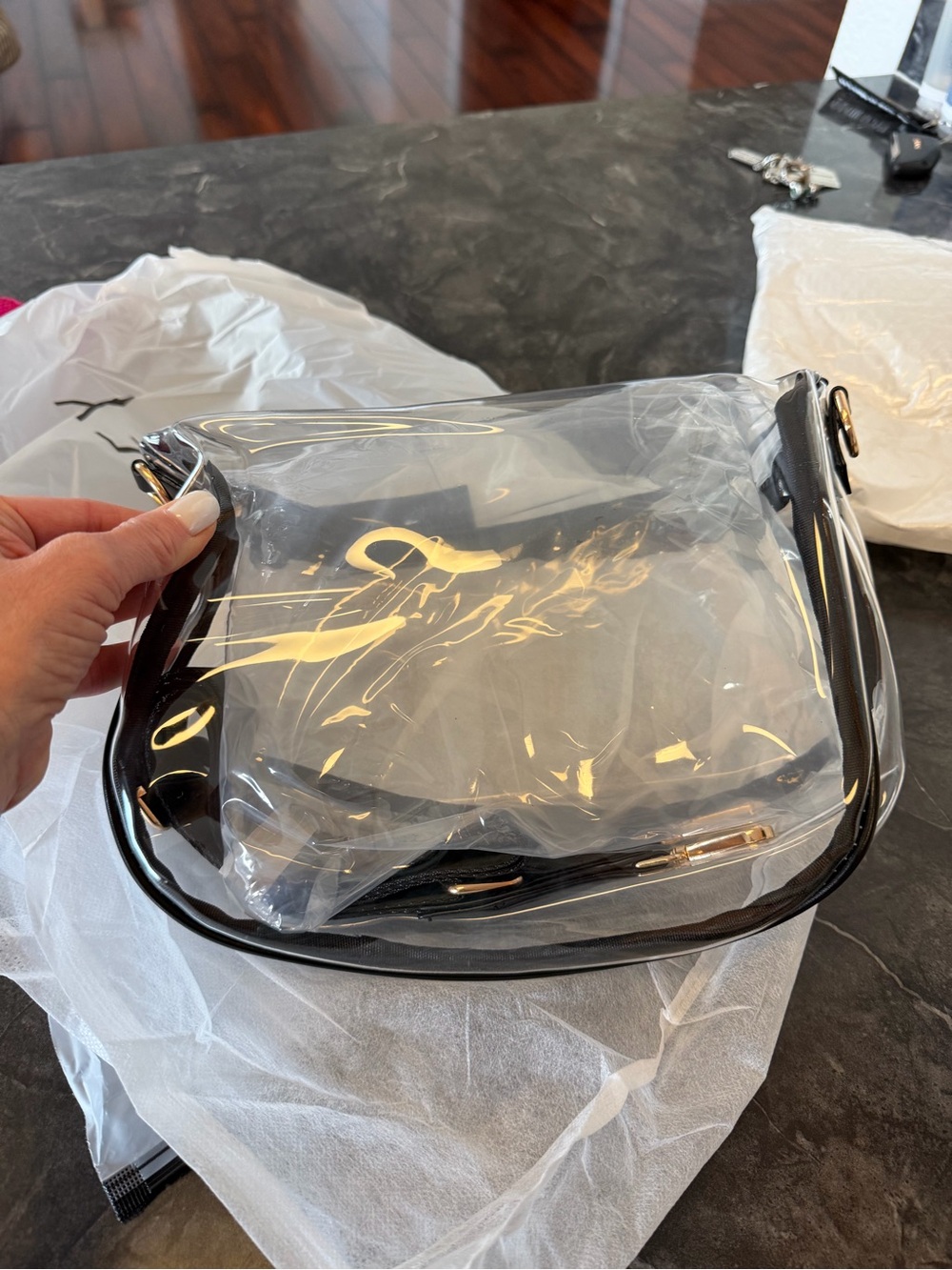 New Emmafy clear crossbody stadium Bag black trim - Picture 3 of 8